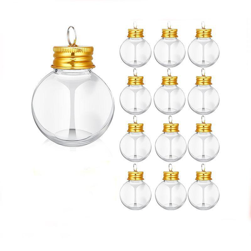 10Pcs Christmas Tree Ornament Fillable Booze Water Bottle Bulbs Shape Plastic Clear Christmas Ball Pendant Home Party Decor