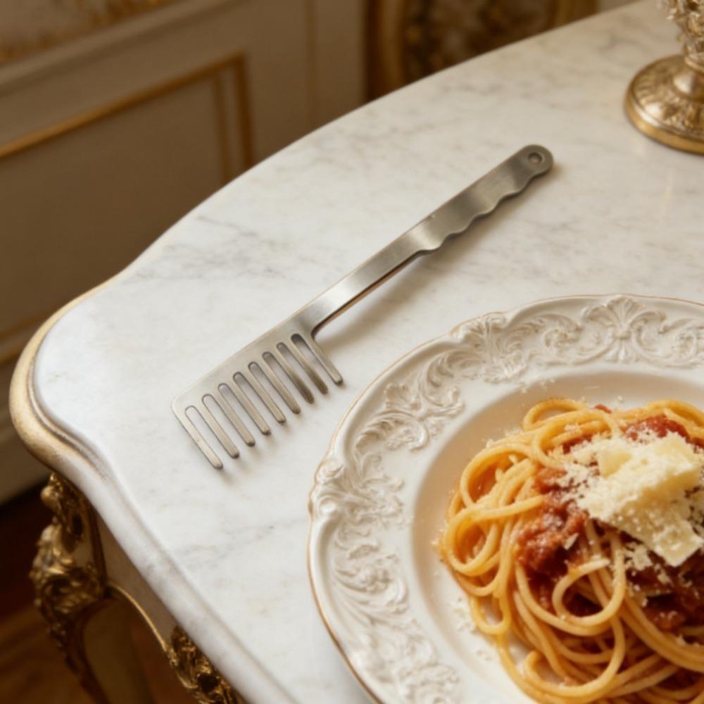 Long Handle Spaghetti Serving Fork Stainless Steel Noodle Stirring Fork Funny Pasta Comb Cooking
