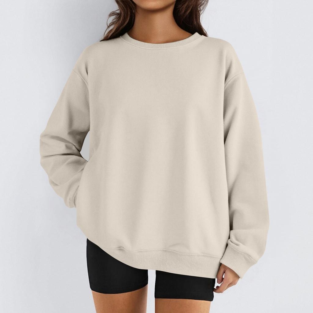 Женские зимние топы, женская толстовка с длинным рукавом, повседневная, с круглым вырезом, свободный крой, флисовые топы Pollover