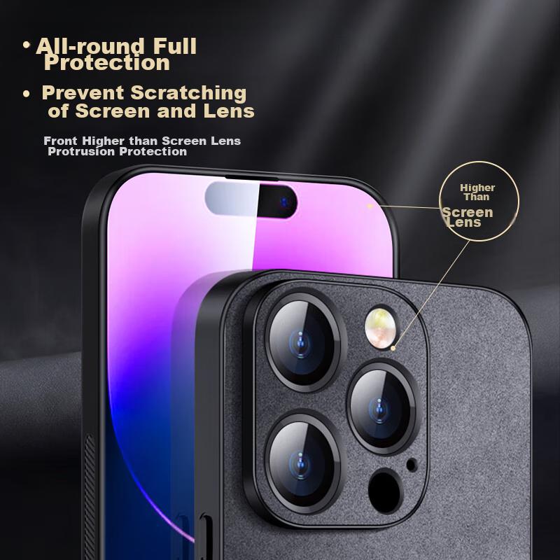 IPhone 14 Pro Max Case, 14 Pro Max Protective Cover, Shockproof Camera Protection, Full Coverage IPhone Luxury Leather Casen, Black Outer