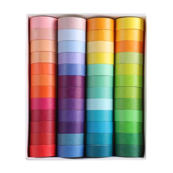 48 Rolls Washi Tapes Rainbow Colors Decorative Tapes 15mm Wide Colored Masking Tape for Journal Book Planner Scrapbooking DIY Arts Crafts