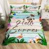 Постельное белье Hello Summer с желтым подсолнухом, пододеяльник в фермерском стиле с коричневой полосой и старой деревянной дверью с зелеными листьями, комплекты постельного белья