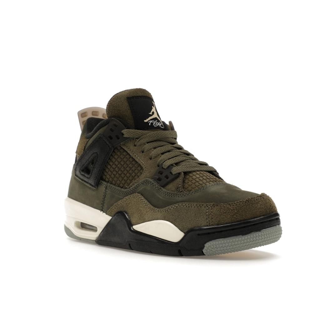 Детские кроссовки Air Jordan 4 Retro SE Craft GS Olive зеленые средне-оливковые бледно-ванильные FB9928-200