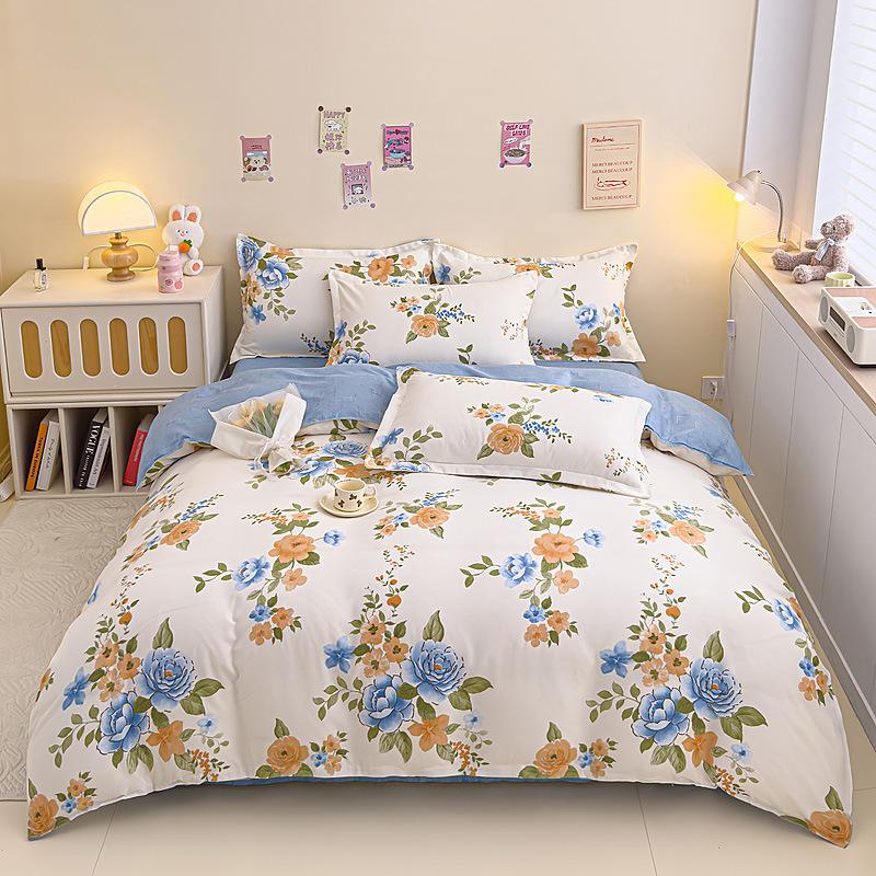 Комплект из четырех предметов из чистого хлопка, утолщенный и шлифованный, комплект из трех предметов из хлопка для общежития