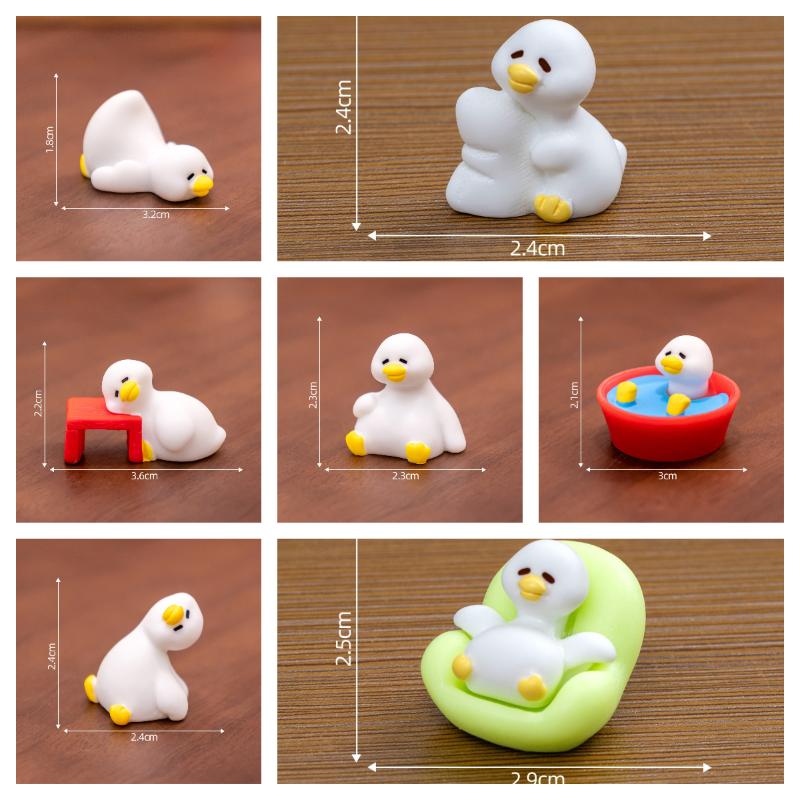 7PCS Miniature Duck Ornaments Lovely Tiny Duck Figurine Toys Lightweight Small Decor for Dollhouse Kids Birthday Party Gifts