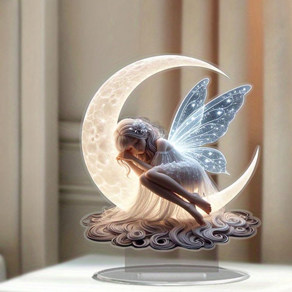 Очаровательная фея, 2D плоский акрил, настольное украшение, орнаменты, подходит для гостиной, офиса, подарки, Рождество, Хэллоуин