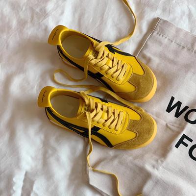 Американские ретро кроссовки на мягкой подошве из желтой немецкой кожи для тренировок женские весна 2025 новая спортивная и повседневная обувь для скейтборда обувь Форреста Гампа