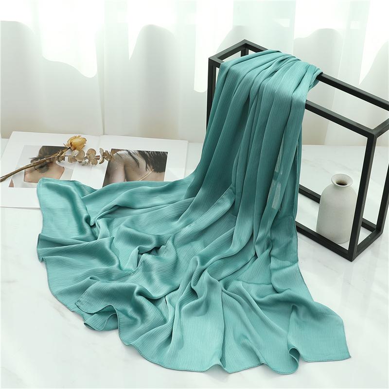 Headscarf Solid Color Silk Scarf Basic Versatile Scarf Women's Smooth Crepe Travel Scarf Xizang Travel Shawl
