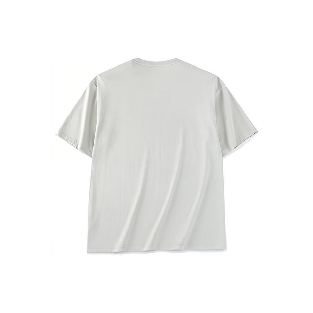 Anta Пуловер с круглым вырезом и узором логотипа, свободная футболка с короткими рукавами, топы унисекс, бежевый 972328113-2