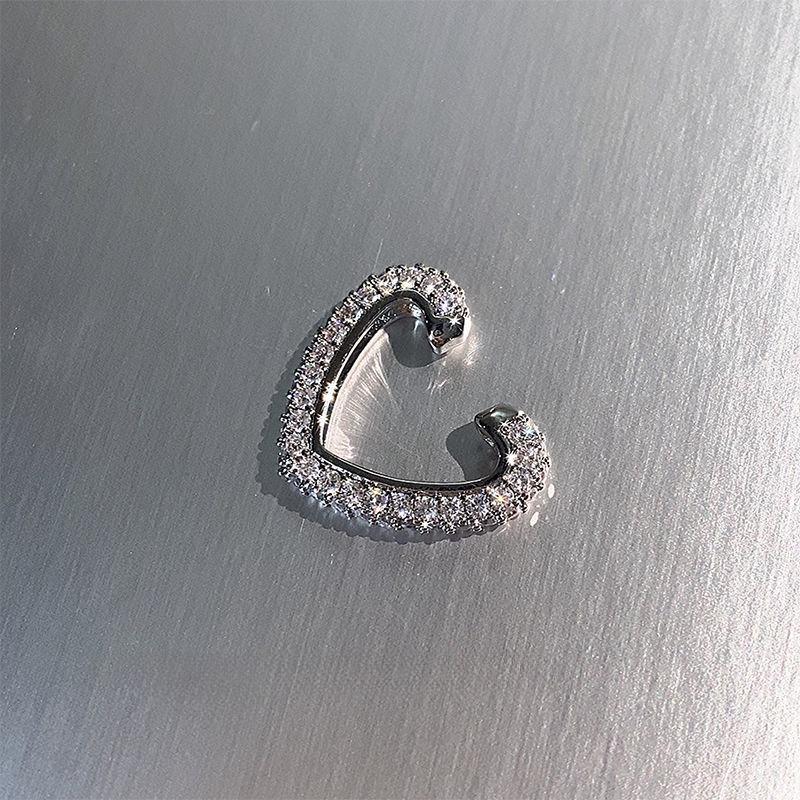 1 шт., зажим для ушей с сердечком и цирконием, модные милые женские элегантные и роскошные зажимы для ушей без пирсинга, вечерние ювелирные изделия, подарки