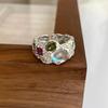 Gemstone Diamond Lava Sterling Silver Ring Female S925 Ring Special-Interest Design Ins Cold Style Temperament Student Tail Ring