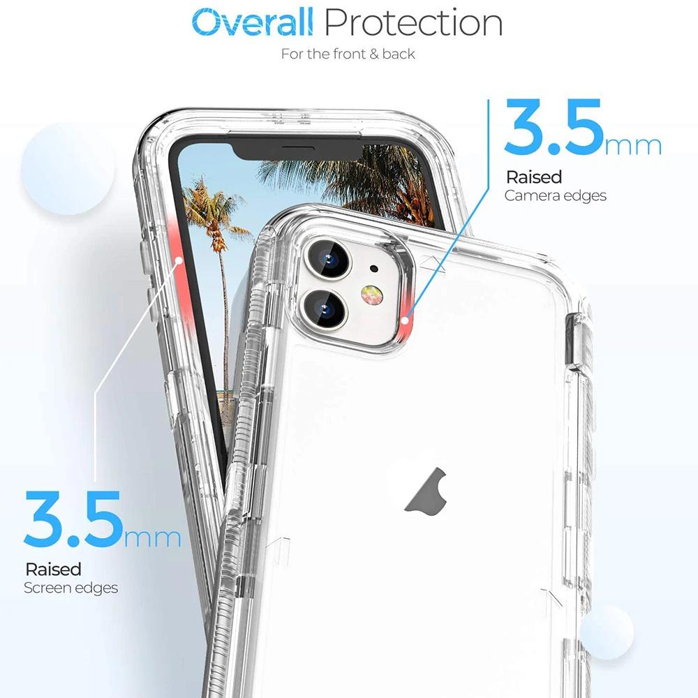 3в1 прочный жесткий чехол Otter Box для iPhone16 Pro Max 15 14 13 11 X XR XSMAX SE 6 7 8Plus прозрачный противоударный защитный чехол с подушкой безопасности
