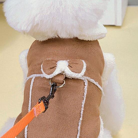Cute Stylish Pet Cotton Coat Button Closing with Traction Rope Buckle Thickened Small Medium Dogs Tractable Cotton Coat