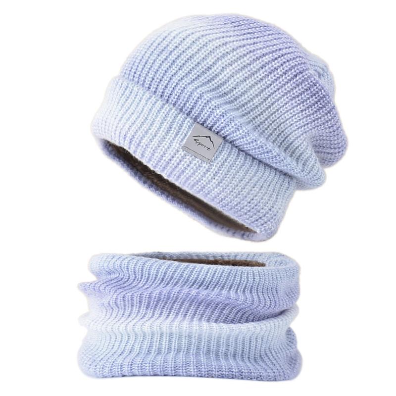 Women's Winter Knitted Woolen Warmth Hat Scarf Two Piece Ear Protection Cap
