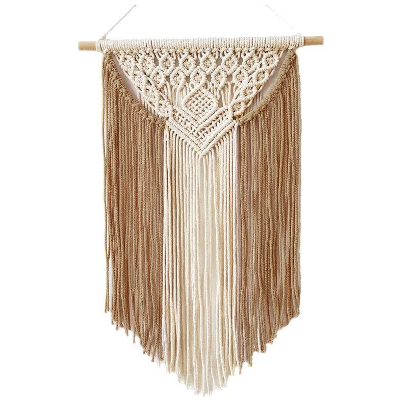 Bohemia Style Macrame Handmade Wall Hanging Home Decoration Woven Pure Cotton Tapestry Home Decor Geometric White