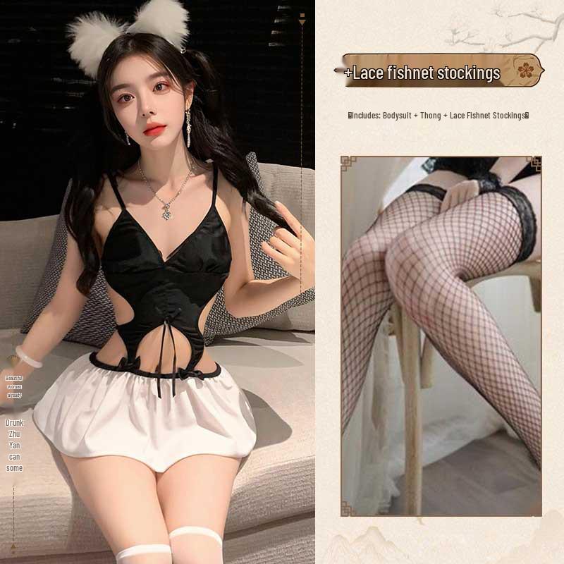 Страстное боди-ночнушка с вырезами и push-up для маленькой груди