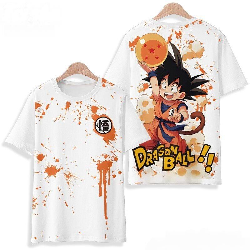 2026 Футболка Dragon Ball Детская 3D Футболка Модная Детская Мальчик Короткий Рукав Круглый Вырез Повседневная Аниме Супер Сайян Гоку
