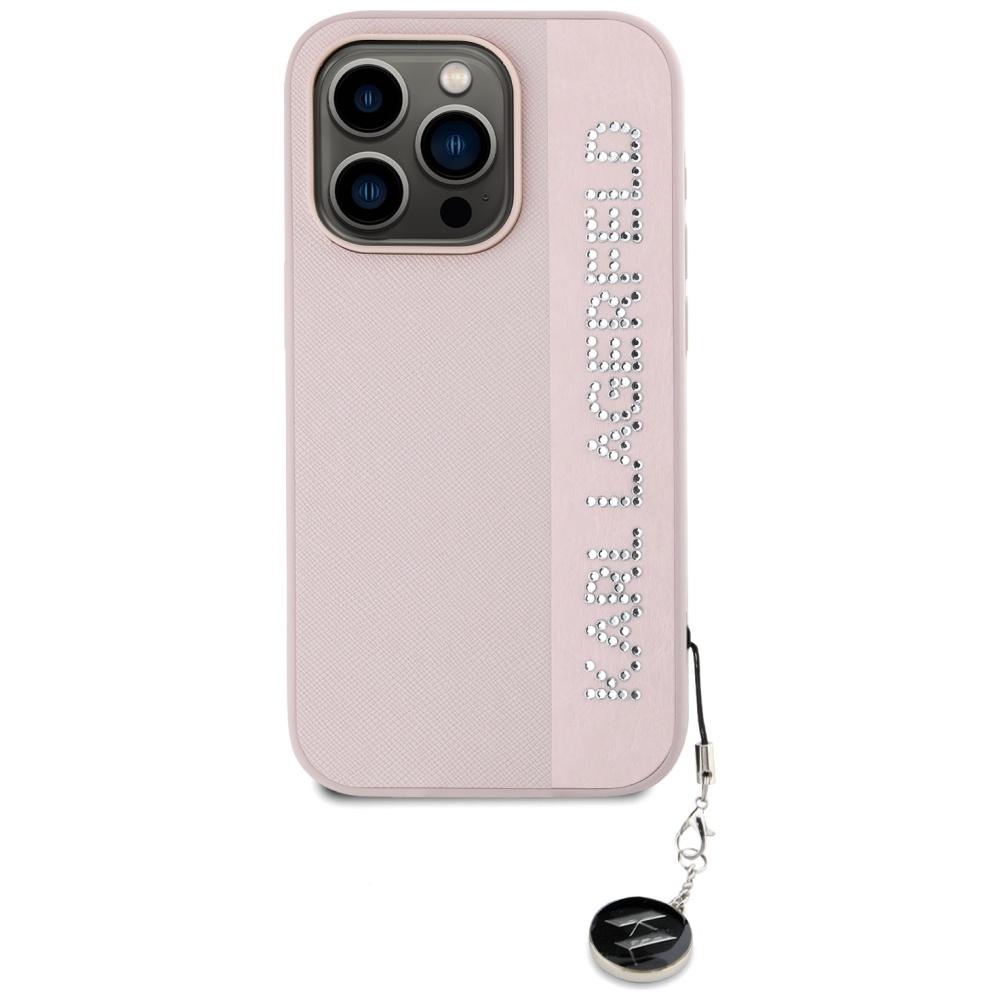 Karl Lagerfeld Klhcp15Lpsakdgcp Iphone 15 Pro 6.1 Różowy/Pink Hardcase Saffiano Rhinestones & Charm