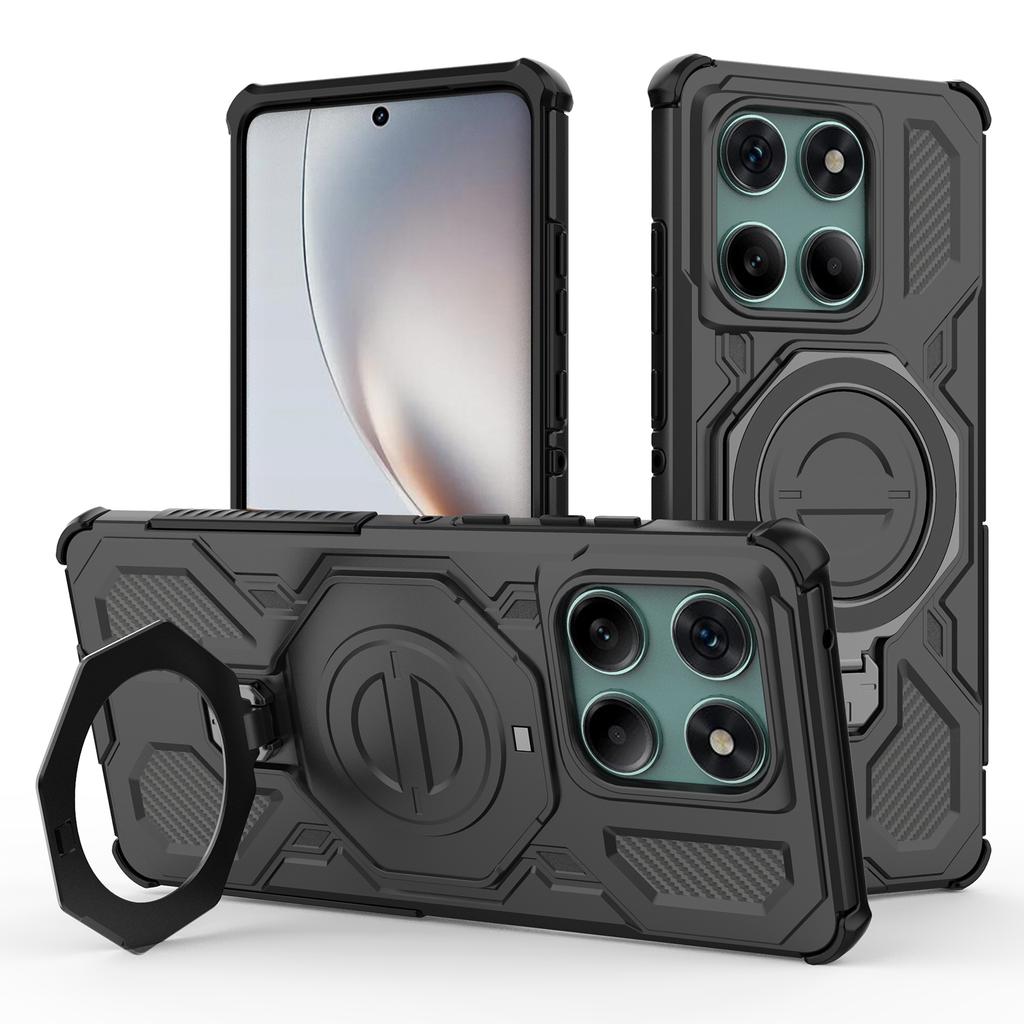 Магнитный чехол для Motorola Edge 60 Fusion 5G, вращающаяся металлическая подставка, задняя крышка телефона из ПК+ТПУ