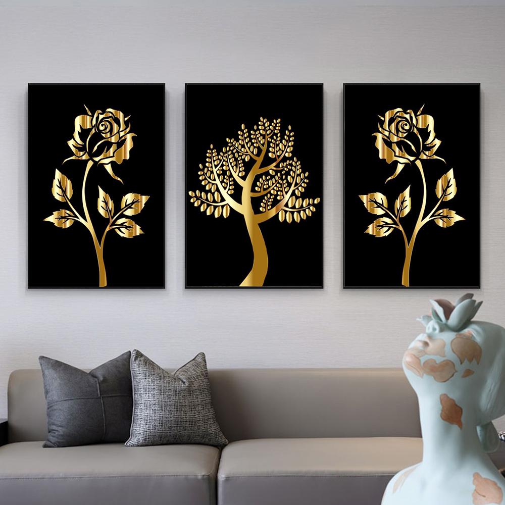 Абстрактное Золотое Цветочное Дерево Холст Картины Современные Роскошные Произведения Искусства Плакаты Печатает Сюрреализм Классические Настенные Картины Гостиная Украшения Дома