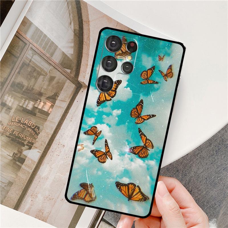 Cute Aesthetic Butterfly Phone Case For Samsung Galaxy S24 Ultra S9 S10 S20 S21 S22 S23 Plus S24 FE S25 Ultra Cover