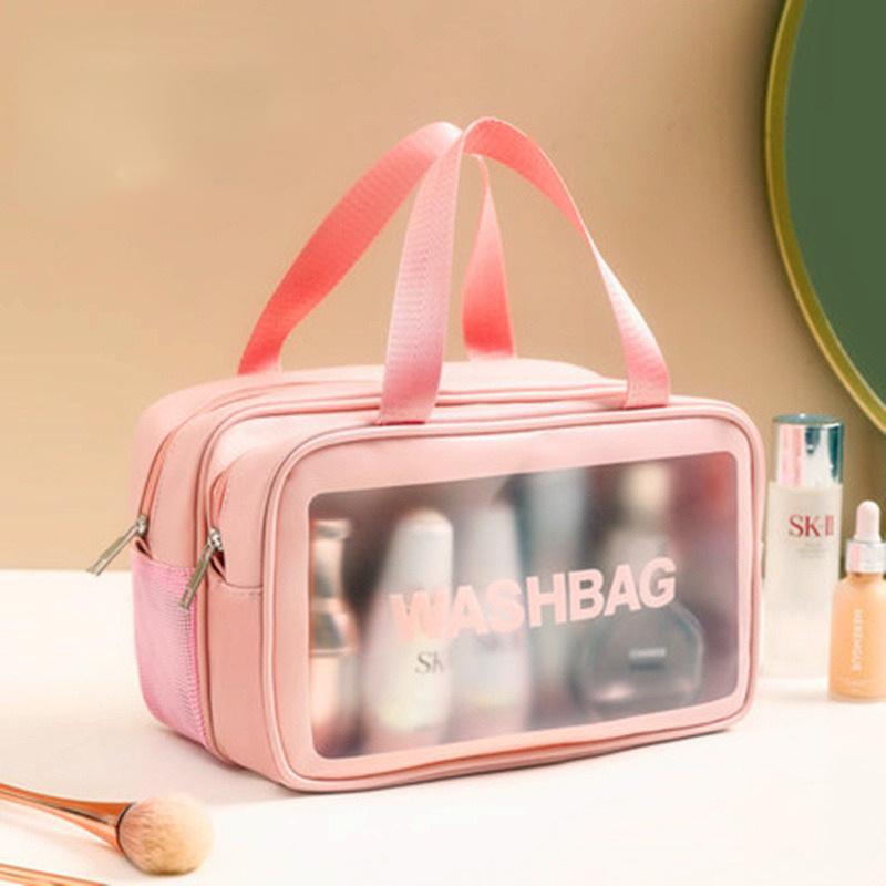 Waterproof Cosmetic Bag Portable Large Capacity Transparent Wash Bag Travel PVC Scrub Cosmetics Storage Bag PU Swimming Bag