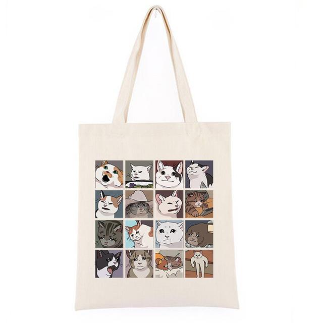Сумки-пазлы с котами-пазлами для женщин, модные корейские винтажные холщовые сумки с принтом Харадзюку, новые ручные сумки большой вместимости