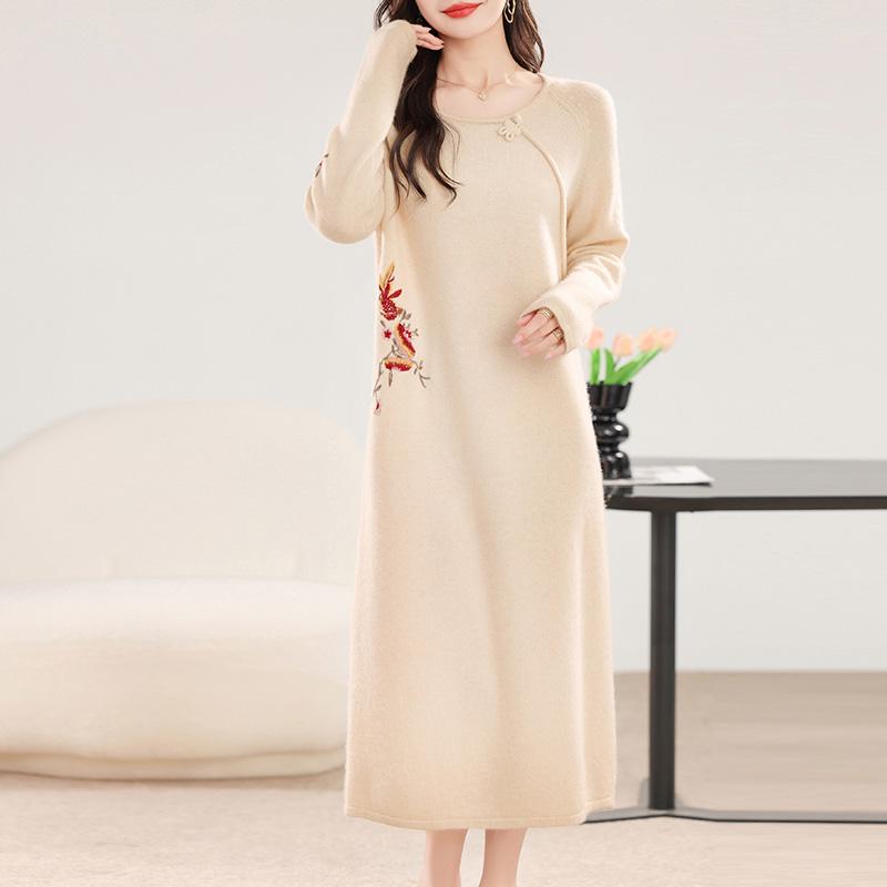 Женское кашемировое платье Qinghe кашемир 30% кашемир 70% шерсть осенне-зимняя кашемировая юбка мягкая и теплая