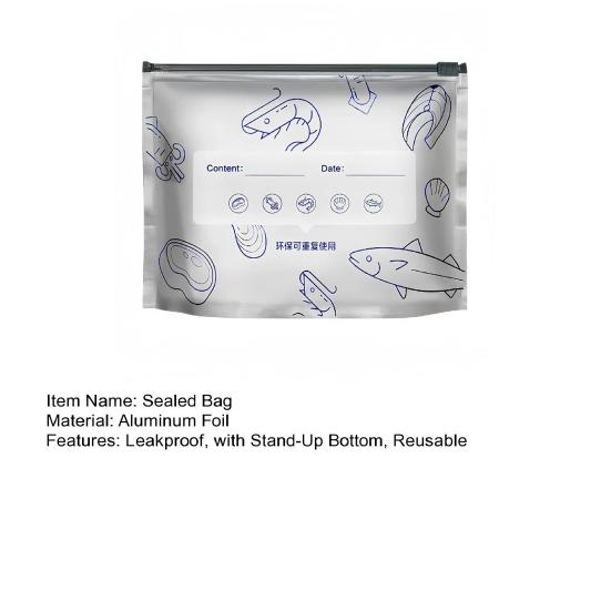 Пакеты из алюминиевой фольги, запечатываемые, герметичные, многоразовые, запечатанные пакеты, стоячие вакуумные пакеты с застежкой-молнией и этикеткой для хранения овощей, фруктов, мяса