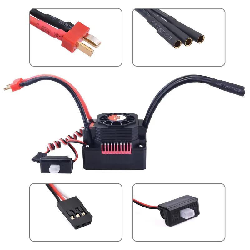 Supass Hobby Rocket 3660 3.175mm Shaft Waterproof Brushless Motor KK 80A ESC T Plug for 1/10 RC Car Model Toy Parts WLtoy 12428