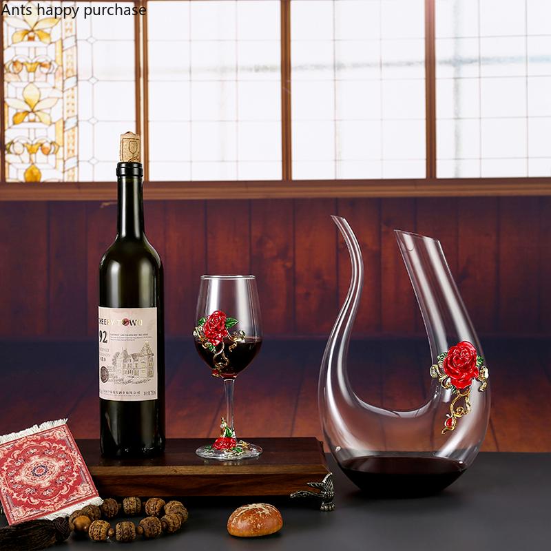 Металлический хрустальный бокал, набор бокалов для красного вина, графин, бутыль, диспенсер для вина, винный набор, барная посуда, барные наборы, посуда для напитков, изысканный подарок