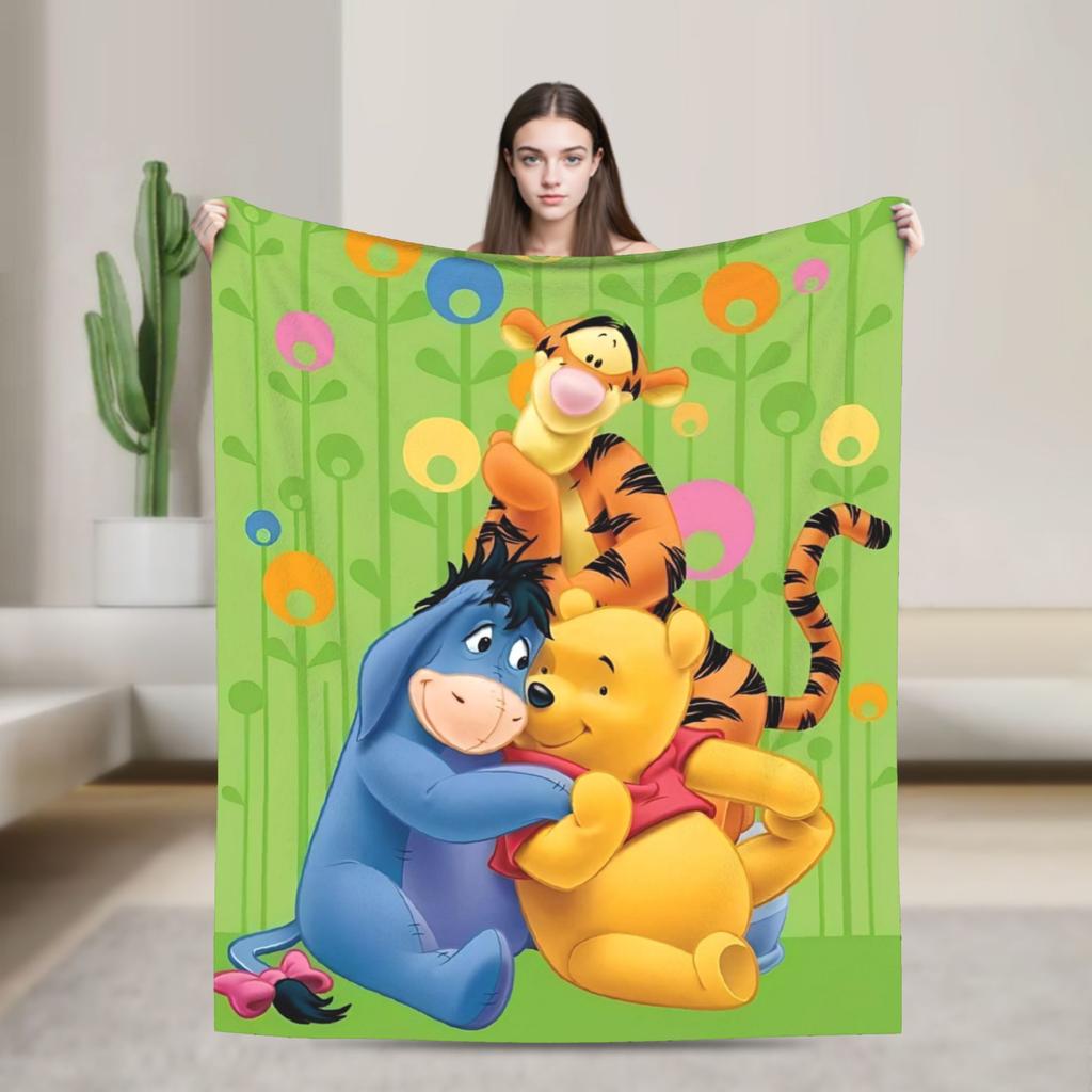 Pooh and Friends Blankets Flannel Summer Air Conditioning Winnie The Pooh Breathable Soft Throw Blankets Sofa Travel Rug Piece