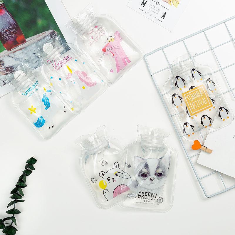 Корейская прозрачная мультяшная перламутровая ткань, наполненная водой, взрывобезопасная, студенческая грелка для рук, сумка для горячей воды