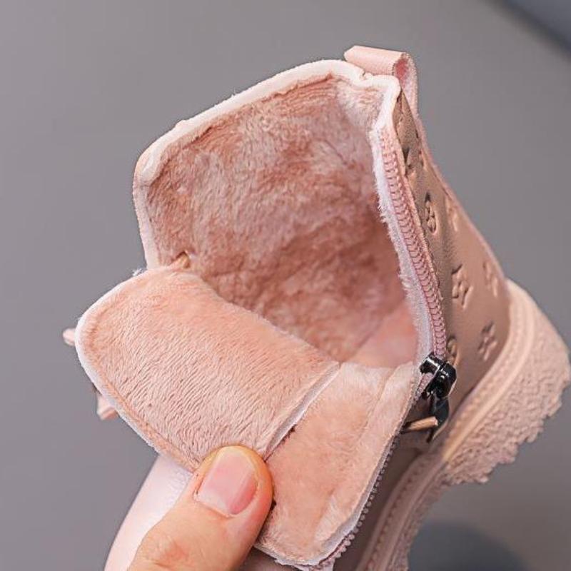 Детские теплые ботинки Мартина 2025 осень и зима новые для мальчиков в британском стиле с плюшевой подкладкой короткие ботинки для детей среднего и маленького возраста кожаные ботинки зимние