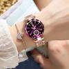 Women's Ultra-thin Fashion Quartz Watch Purple Three-dimensional Dial Personality Small Second Hand Stainless Steel Girlfriend Watch Ladies Clock