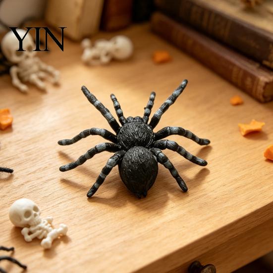 Detailed Spider Ornament for Display Realistic Figurine, Lifelike Fake Tarantula Figure, Plastic Animal Arachnid Model Halloween Prank Props,