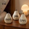 Mother Day Gifts Love/You/Mom Pear Sculpture, Decorative Resin Figurine, Vintage Style Love You Mom Figurine Birthday Ornament for Home Table