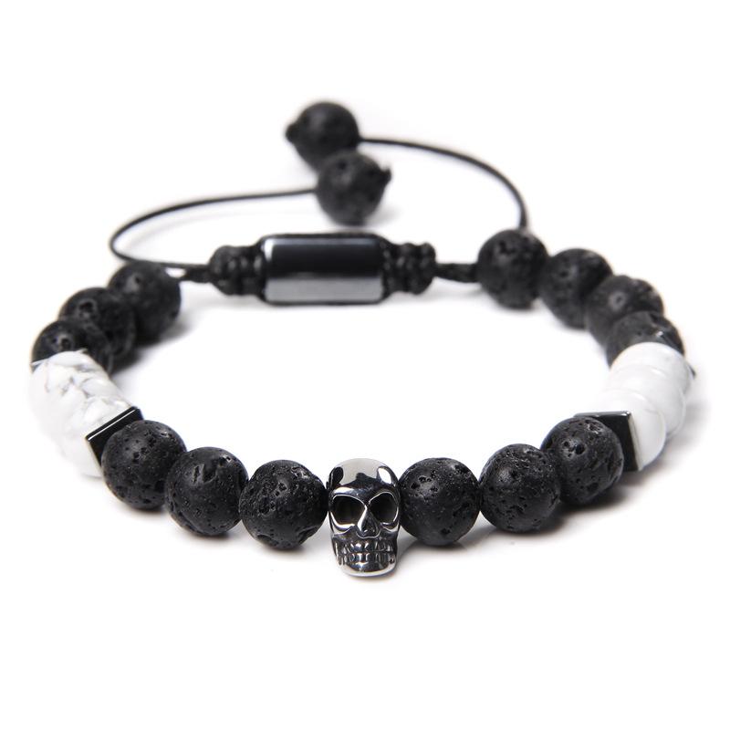 JYL TS Bracelet Men's Skull  Braided Minimalist Attracts Courage & Positive Vibe