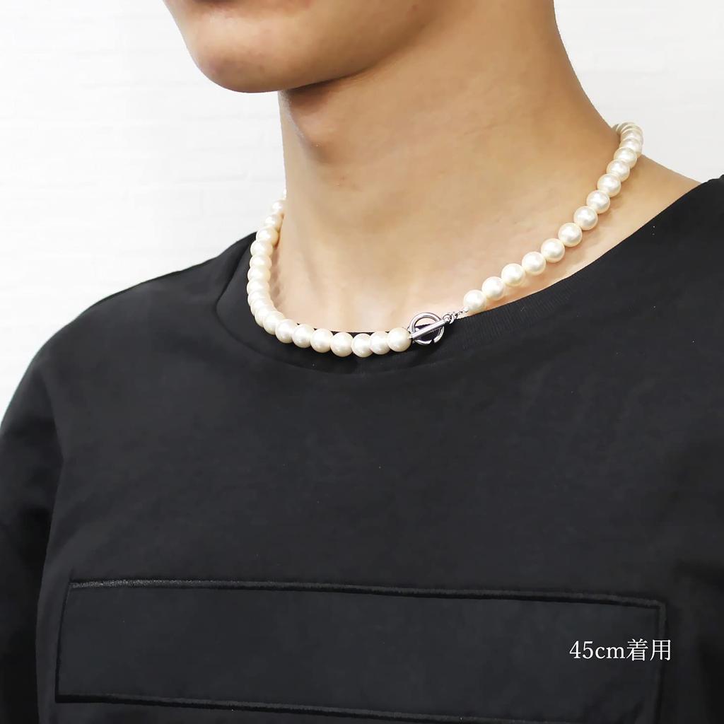 Магазин Сделано в Японии Бесполый жемчуг Ракушка Жемчуг Металл Гипоаллергенный jen01 7 мм 45 см [Ювелирные изделия M] Ожерелье, каминное, простое, мужское, женское,