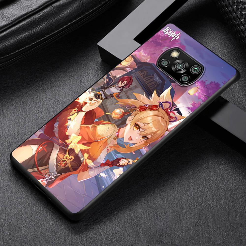 Чехол Genshin Impact Games для Xiaomi Poco X3 NFC M3 X4 Pocophone F1 M4 Pro F4 F3 GT черный чехол из ТПУ Redmi Note 11 9S чехол для телефона