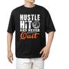Hustle Hit & Never Quit, Funny Baseball Quotes Baseball T-shirt Men's Women's Tops Tees- Unisex