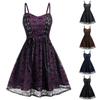 Women's Plus Size Halloween Lace Mesh Patchwork Sleeveless Camisole  Dress
