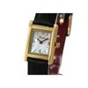GRANDEUR ELEGANCE ESL071G3 Women's Quartz Watch Small Square Gold Case Black Leather Shell Dial Crystal Bezel