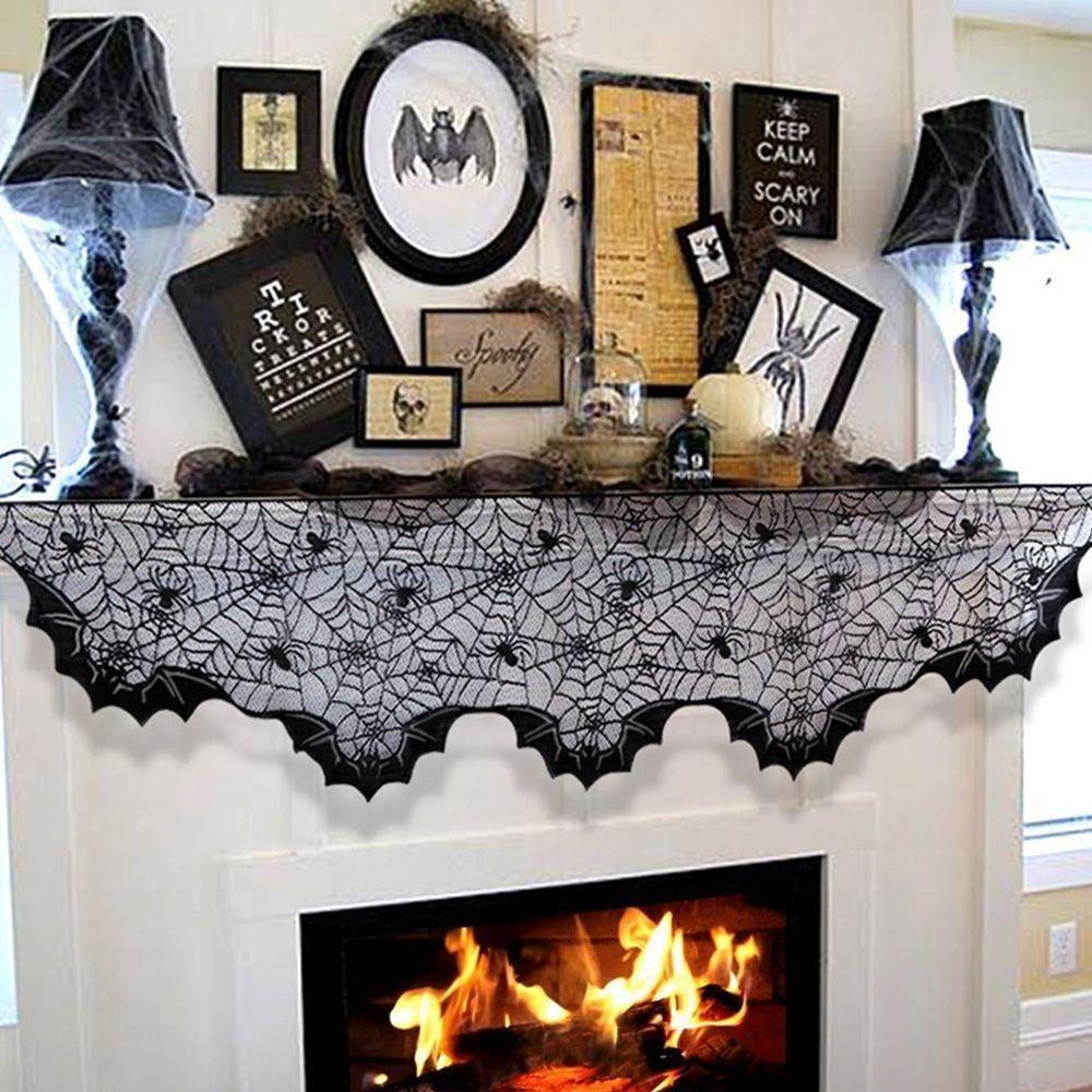 Fireplace Mantel Cobweb Tablecloth Lace Fireplace Mantle Cover New Bat Table Runner Table