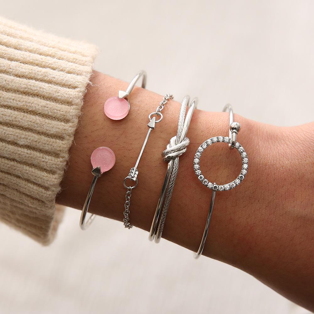 Модный набор браслетов с черно-бирюзовым узором: Европейско-американский стиль, ручная работа, 4 предмета