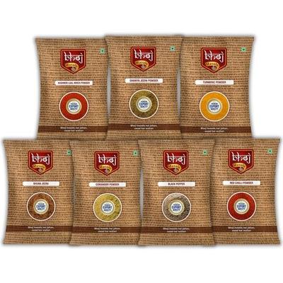 Bhoj Masale Куркума, Кориандр, Черный перец, Красный перец чили, Джира-кориандр, Кашмирский красный перец чили, Порошок жареной зиры Масала Комбо-набор по 100 г каждого