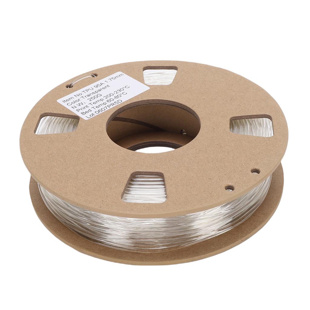 Нить ТПУ 1,75 мм 95А 250 г Высокая эластичность Гибкая нить для 3D-принтера для большинства 3D-принтеров Прозрачная