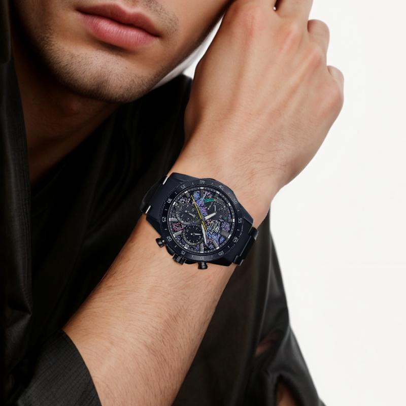 Casio EDIFICE Кварцевые часы Мужские часы Металлический ремешок Черный циферблат EFS-S580CP-1AVUPRC