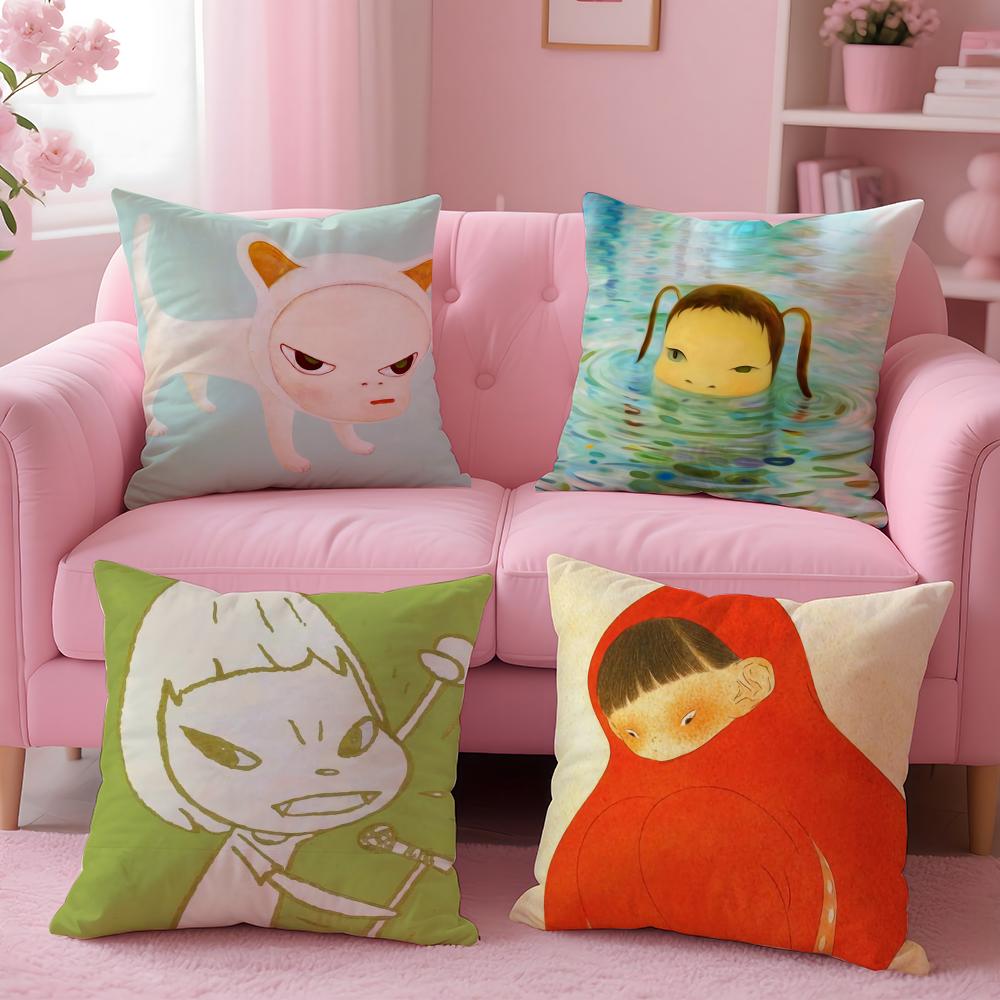 artist cute YYoshitomo NNara Cushion Cover Pillow Case Soft Friendly Fabric Concealed Zipper