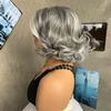 Короткие смешанные черные серые волнистые волосы женский пушистый парик синтетический натуральный парик для вечеринки косплея на каждый день термостойкое волокно